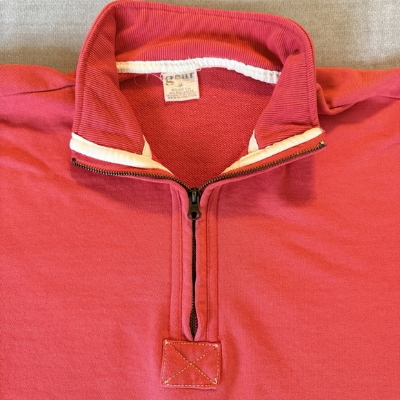 Vintage Blank Quarter Zip Sweatshirt Mens M Red Gear Mock Neck Pullover - Picture 2 of 5